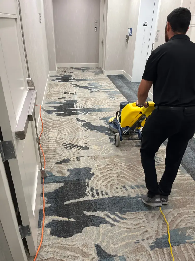 Professional hallway carpet cleaning for a Boca Raton property management company
