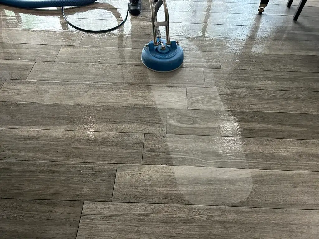 Professional commercial tile and grout cleaning at Rino’s Restaurant in Pompano Beach, FL